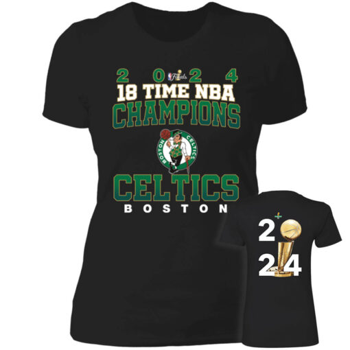 [Front+Back] 2024 Boston Celtics 18 Time Champs Ladies Boyfriend Shirt