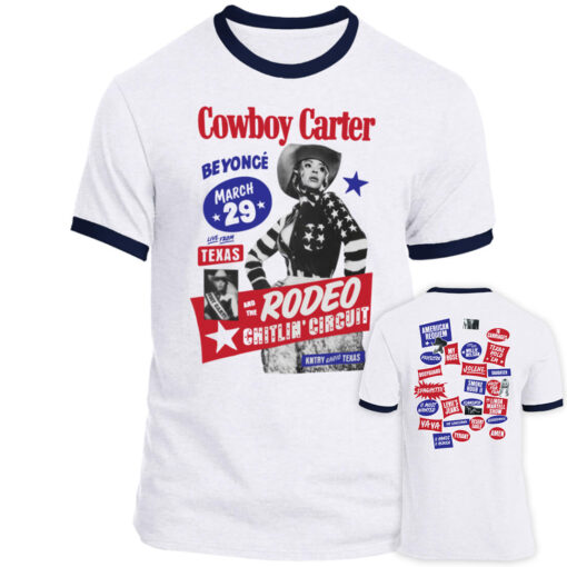 FrontBack Cowboy Carter Short Sleeve Ringer Tee Blue