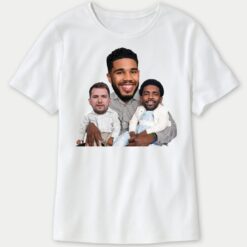 Jayson Tatum Carrying Luka Doncic And Kyrie Irving Ladies Boyfriend Shirt