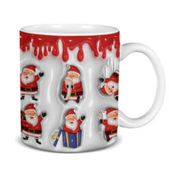 3D Funny Santa Pattern Christmas Mug Wrap